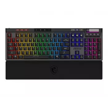 Mechaninė žaidimų klaviatūra MSI Strike Pro W Silent US išdėstymas RGB apšvietimas, laidinė, taktiliniai tylūs jungikliai