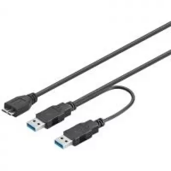 Wentronic Goobay USB 3.0 Dual Power SuperSpeed laidas, juodas, 0,3 m - USB 3.0 kištukas (A tipo), USB 3.0 kištukas (A tipo) > USB 3.0 mikro kištukas (B tipo) (95746)