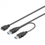 Wentronic Goobay USB 3.0 Dual Power SuperSpeed laidas, juodas, 0,3 m - USB 3.0 kištukas (A tipo), USB 3.0 kištukas (A tipo) > USB 3.0 mikro kištukas (B tipo) (95746)