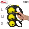 Ištraukiamas pavadėlis Flexi New NEON 5 m - juostinis pavadėlis, mažiems šunims iki 15 kg, juoda/geltona