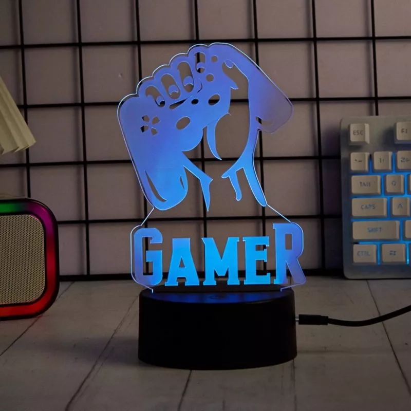 Stalinė LED lempa MANTA SNL122RGB RGB 3D šviesos dekoracija, spalvų kaitos RGB, maitinama per USB