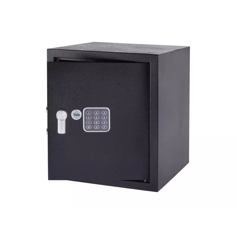 Biuro seifas Yale YSV/390/DB2 — 40 l plieno seifas, juodas, kombinuota spyna, montuojamas ant grindų / sienos