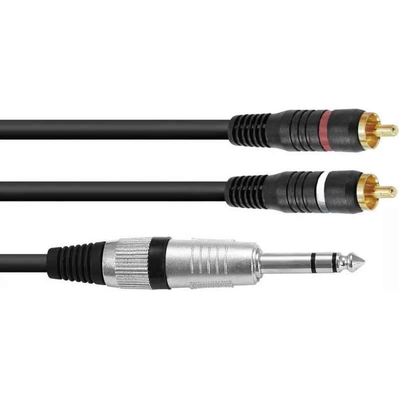 Stereo adapterio kabelis Omnitronic 2x RCA (Cinch) į 2x RCA, 1,5 m ilgio, modelis 30225223