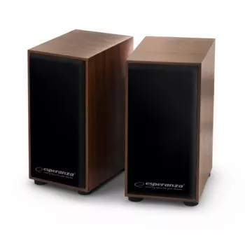 Garsiakalbiai ESPERANZA EP122 2.0 laidiniai staliniai garsiakalbiai, 2×6W RMS, medinis korpusas, sukamoji garsumo reguliavimo rankenėlė, 60–20000 Hz