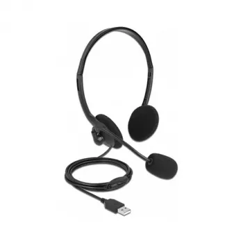 Delock USB stereofoninės ausinės su garsumo valdymu