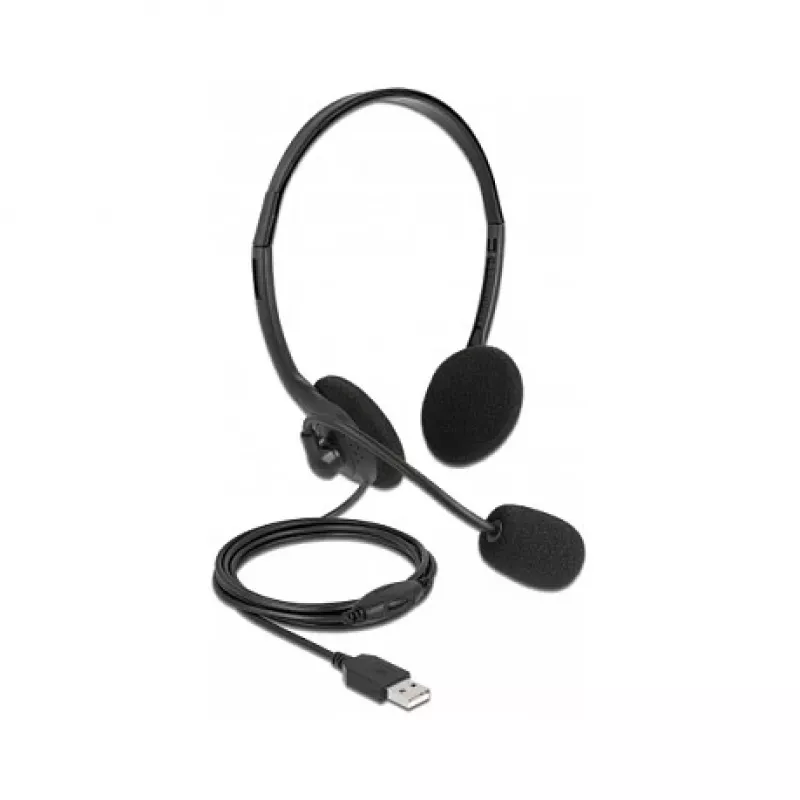 Delock USB stereofoninės ausinės su garsumo valdymu