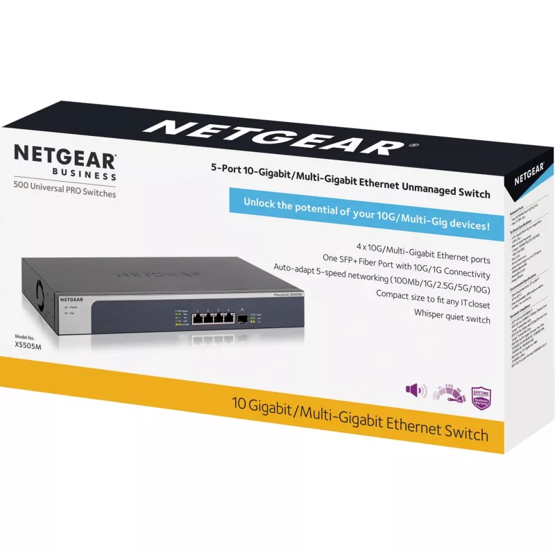 NETGEAR XS505M nevaldomas 10G Ethernet (100/1000/10000) pilka, sidabrinė