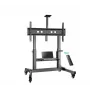 TV stovas ONKRON TS1991E-B mobilus grindų laikiklis 55–100 colių televizoriams, juodas, aukštis 1100–1600 mm, 130 kg, VESA iki 1000×600