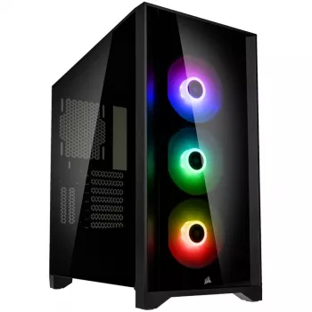 CORSAIR iCUE 4000X RGB grūdinto stiklo vidutinio bokšto korpusas, juodas