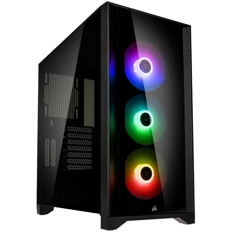 CORSAIR iCUE 4000X RGB grūdinto stiklo vidutinio bokšto korpusas, juodas
