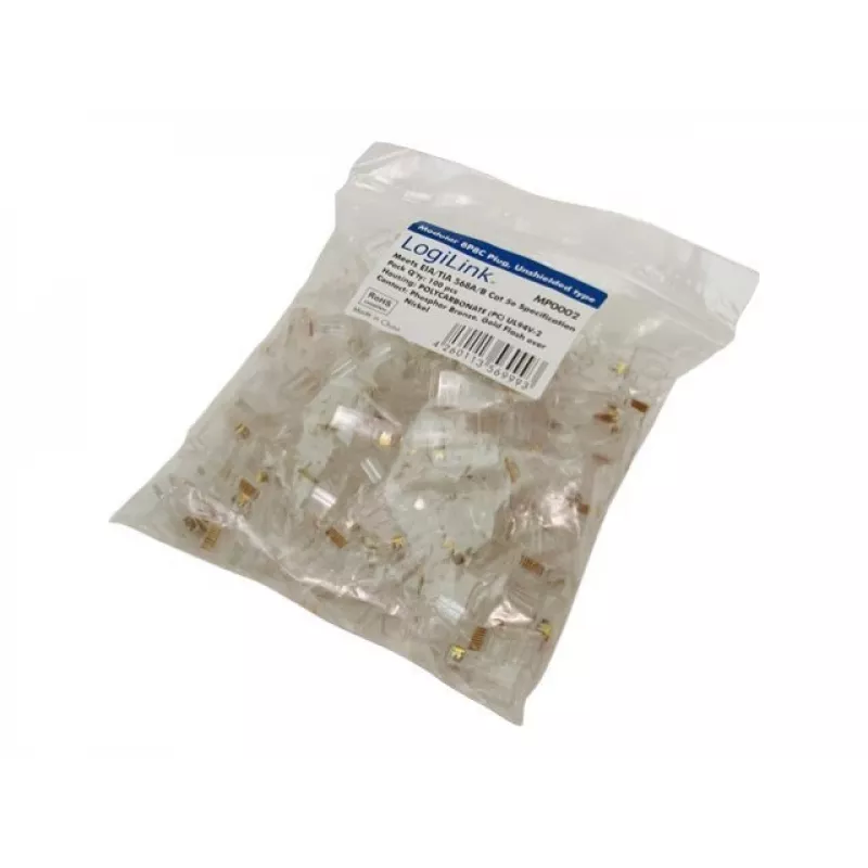 RJ-45 laido jungtis LOGILINK MP0002, CAT5e, permatoma, pakuotėje 100 vnt.