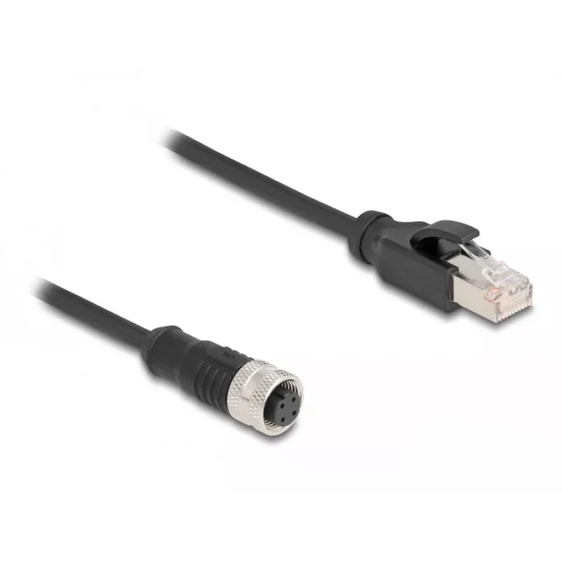 DeLOCK M12 adapterio kabelis D-koduotas 4 kontaktų moteriškas į RJ45 vyriškas 50 cm