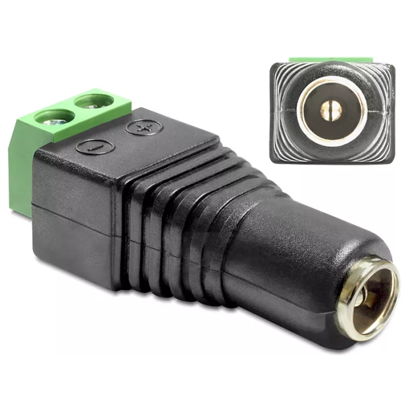 Kabelio adapteris DeLOCK 65485 DC 2.5 x 5.5 mm 2p juoda žalia