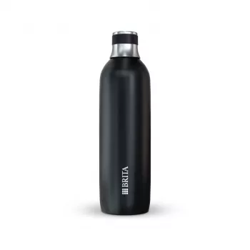 Butelis karbonizatoriui BRITA 118440 — nerūdijantis plienas, 1 l, tinkamas plauti indaplovėje, ergonomiškas (93×93×305 mm)