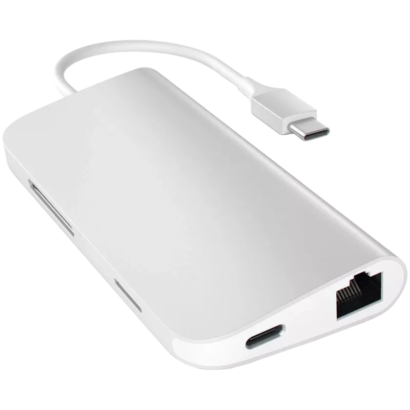 Satechi USB-C daugiafunkcis adapteris 8K su Ethernet V3, pilkos kosmoso spalvos (ST-P8KEM)