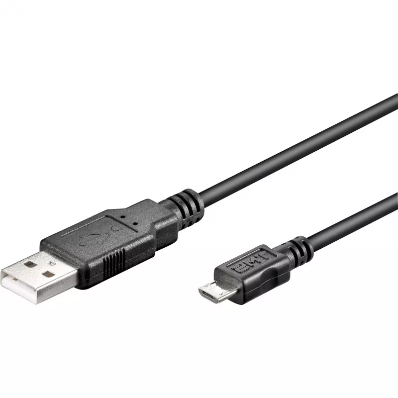 USB 2.0 laidas, USB-A kištukas > Micro-USB kištukas (juodas, 5 metrai)