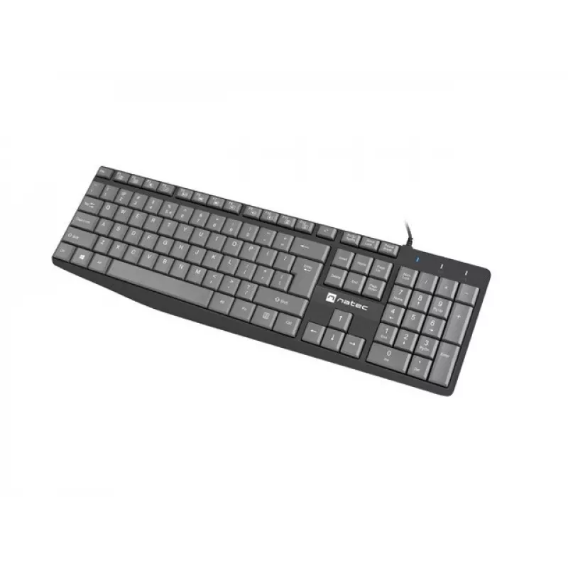 Laidinė viso dydžio klaviatūra NATEC NKL-1507 USB QWERTY US International pilka/juoda, 105 klavišai, skaitmeninė dalis