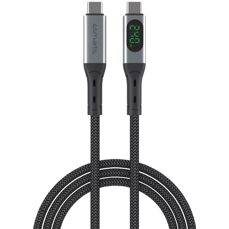 USB kabelis 4smarts 541438 USB4 Gen 2x2 1,5 m USB C juoda pilka