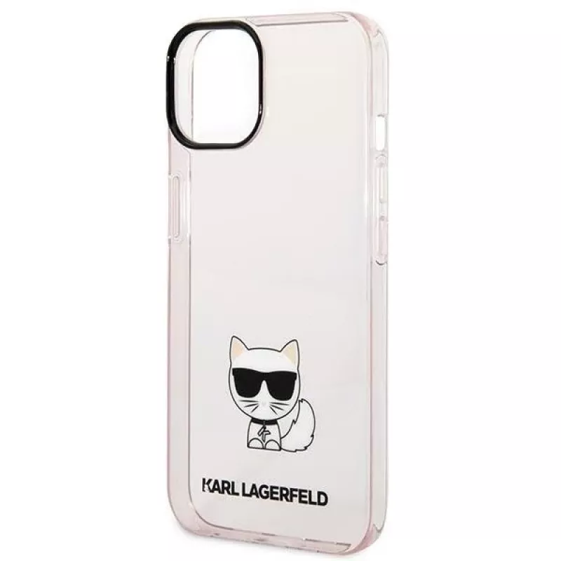 Karl Lagerfeld KLHCP14MCTRI Iphone 14 Plus / 15 Plus 6.7 Kietas dėklas Rožinis / Rožinis skaidrus Choupette Body