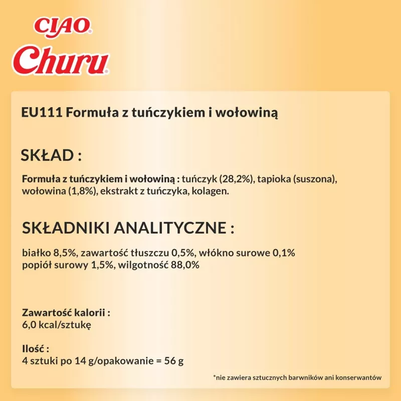 INABA Churu Chicken with Beef Recipe - kačių skanėstai - 4x14 g