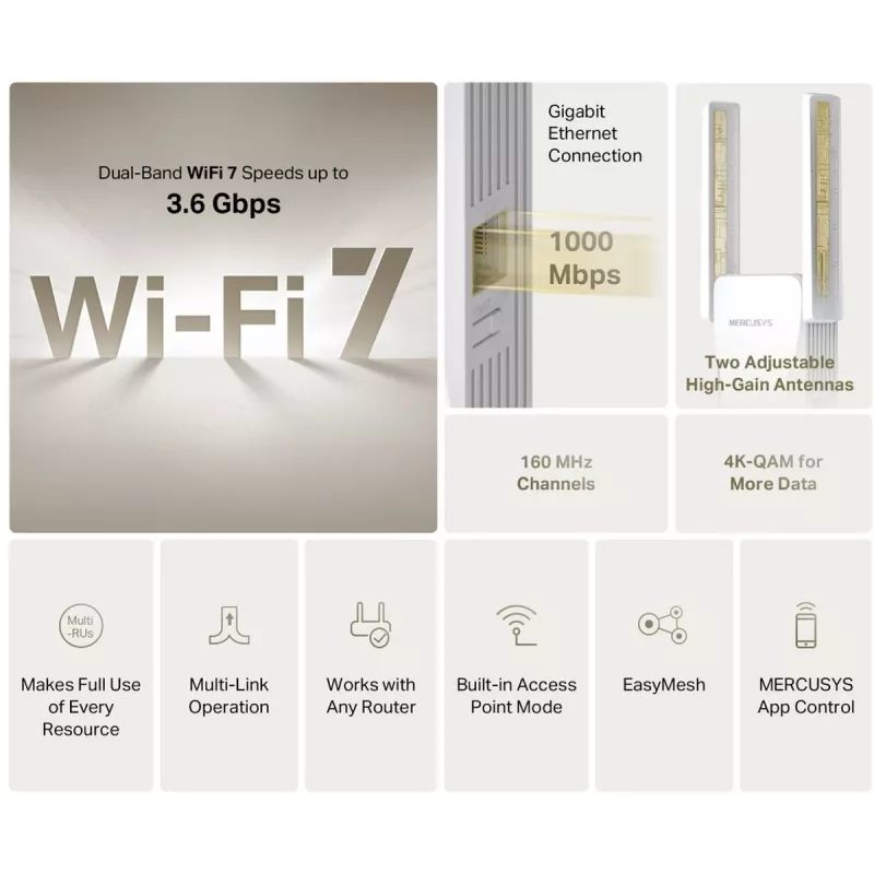 Maršrutizatorius Mercusys MR25BE Dual Band 2.4 GHz 5 GHz Wi-Fi 5