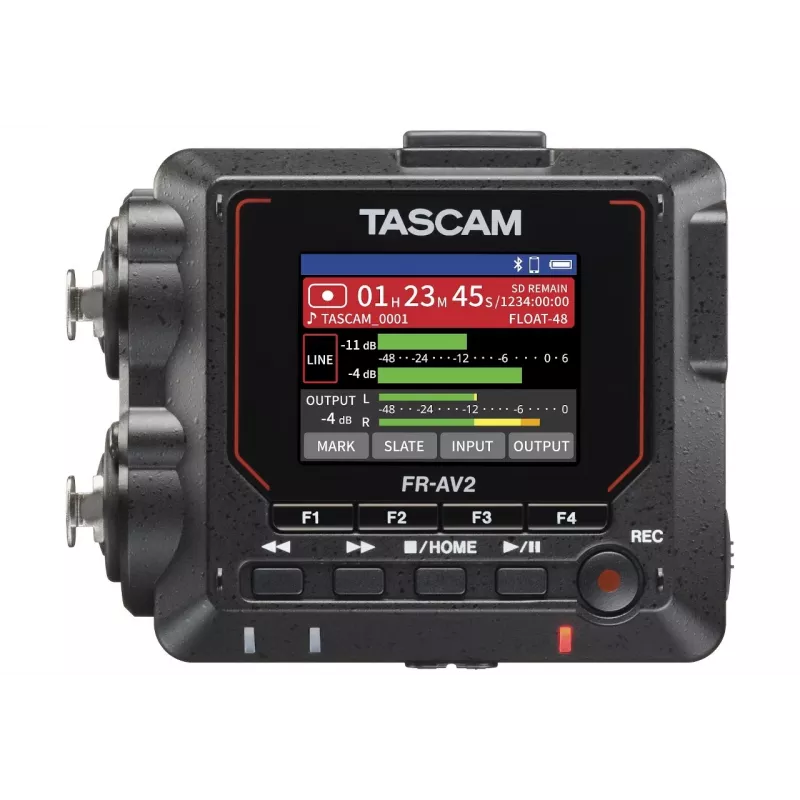 Nešiojamasis garso įrašymo įrenginys Tascam FR2-AV — 2 takelių, 2 XLR kombinuoti įėjimai, USB-C sąsaja, 48–192 kHz, 24/32 bitų, „microSD“ iki 512 GB