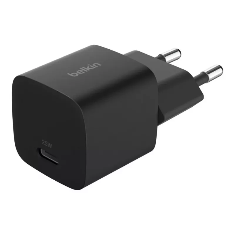 USB-C įkroviklis Belkin BOOSTCHARGE 25W Power Delivery Juoda – greitas USB‑C PD 25W sieninis adapteris