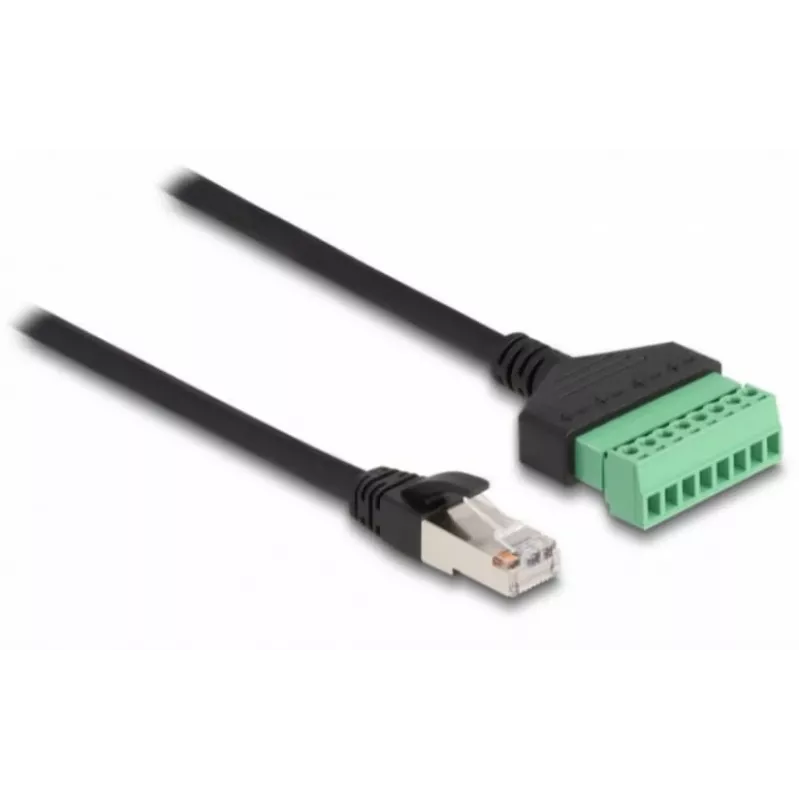DeLOCK RJ45 kabelis Cat.6 kištukas prie gnybtų bloko adapteris 30 cm juoda žalia