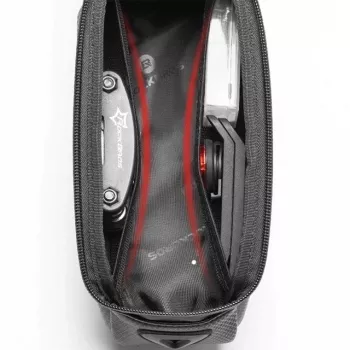 Rockbros B68-1 Dviračio rėmo krepšys Telefono kišenė 1,7 l Juoda