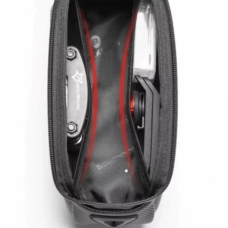 Rockbros B68-1 Dviračio rėmo krepšys Telefono kišenė 1,7 l Juoda