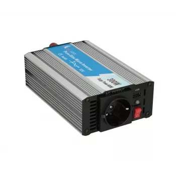 Įtampos keitiklis Extralink OPIP-300W 12V 300W gryna sinusoidė, aliuminio korpusas, aktyvus aušinimas
