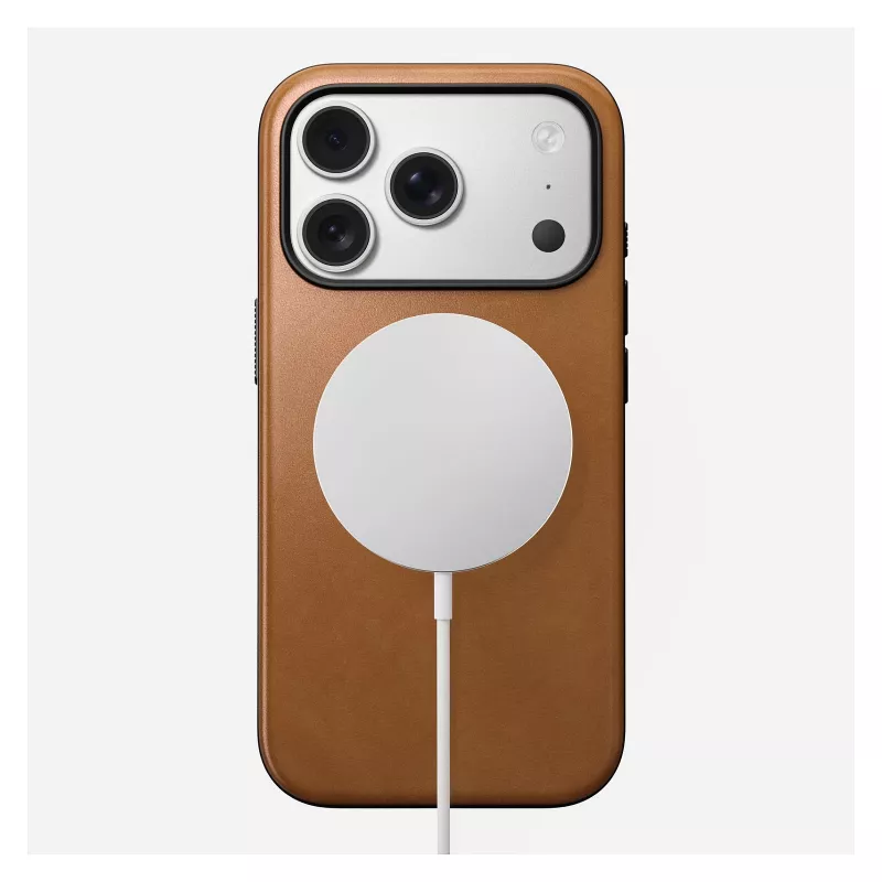 Mobiliojo telefono dėklas Nomad Modern Leather Case skirtas iPhone 17 Pro, 16 cm (6,3 col.), tan, oda ir PC/TPU