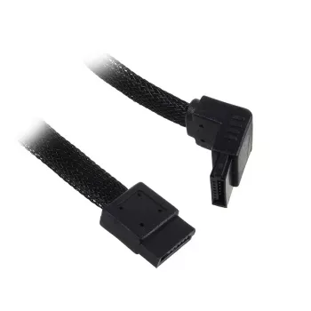 SilverStone SATA III kabelis 50 cm, kampinis / tiesus - su juodu apvalkalu