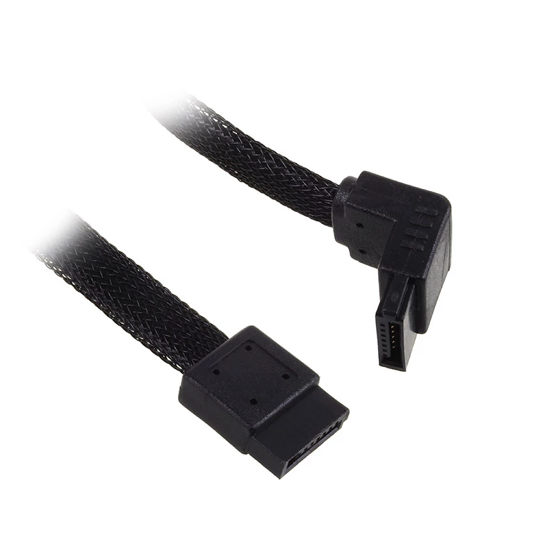 SilverStone SATA III kabelis 50 cm, kampinis / tiesus - su juodu apvalkalu