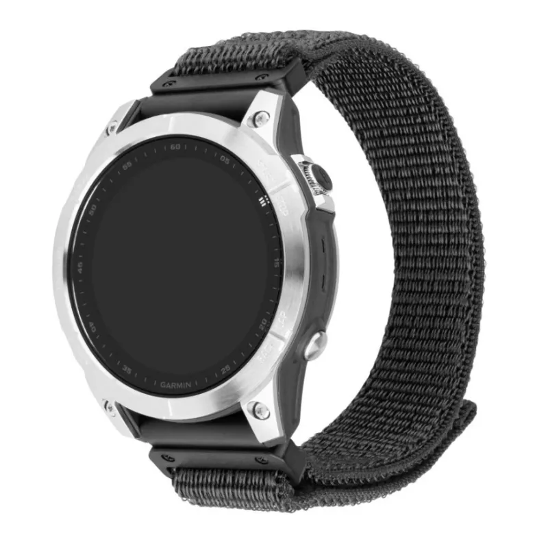 Nailoninis sportinis dirželis FIXED QuickFit 22 mm, skirtas Garmin, tamsiai pilkas, riešui 160–210 mm