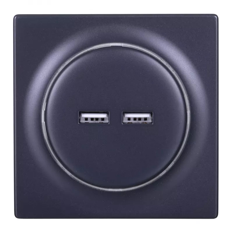 Fibaro FGWU-021-8 lizdas 2x USB Juodas