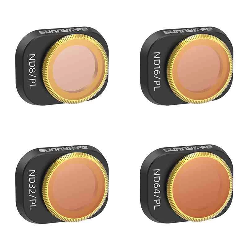 Filtrų rinkinys Sunnylife, skirtas DJI Mini 4 Pro — Neutralaus tankio ir poliarizacinis 4 lęšiai (ND8, ND16, ND32, ND64)
