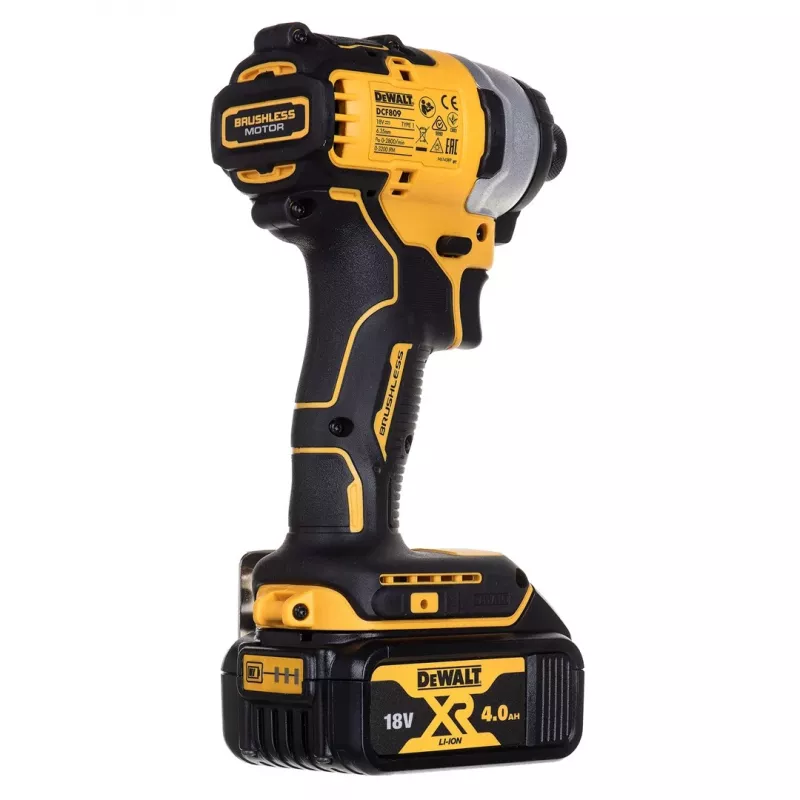 Belaidis elektrinių įrankių rinkinys DeWalt DCK2062M2T — 18 V, grąžtas DCD709 ir smūginis suktuvas DCF809 1/4 colio, 2×4,0 Ah baterijos, dėklas TSTAK II