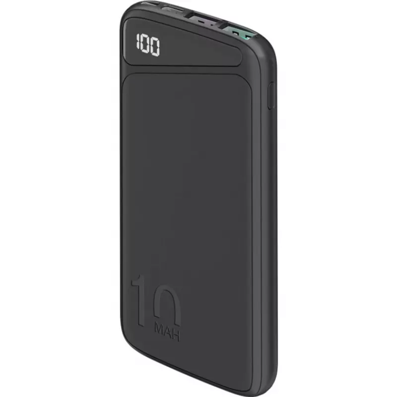 Greitojo įkrovimo powerbankas 10 000 mAh (juodas, USB-C PD, QC 3.0, 10 000 mAh)