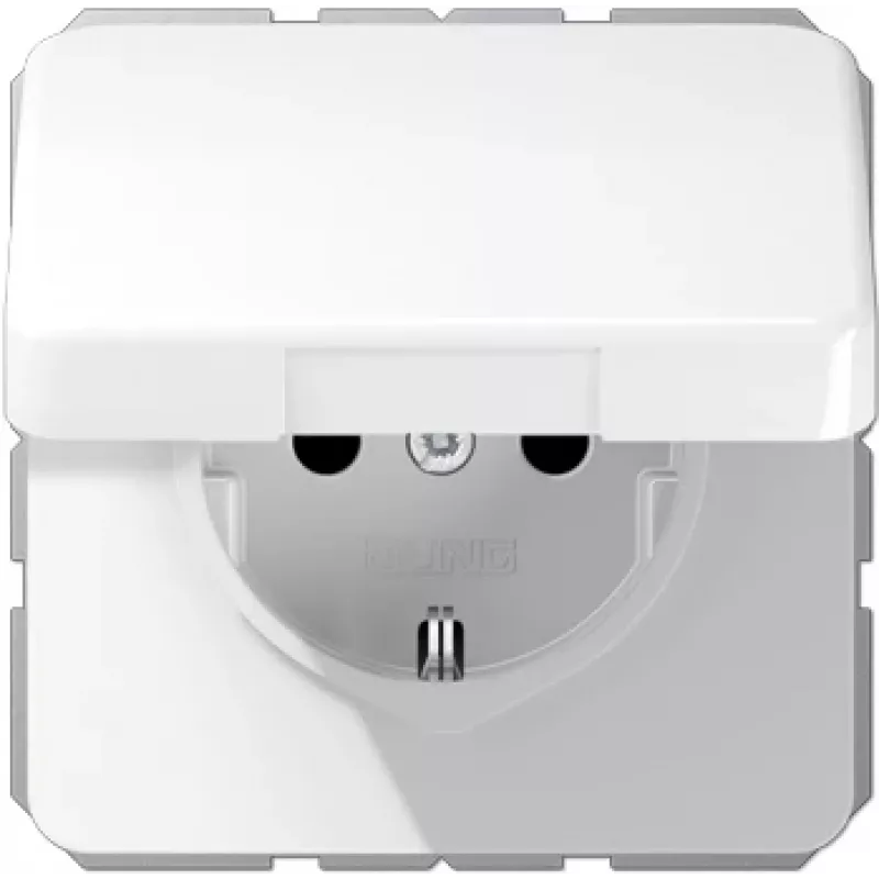 Išleidimo dėžutė JUNG CD 1520 BFKIKL WW — įleidžiama elektros dėžutė F tipo (Schuko) lizdui, balta