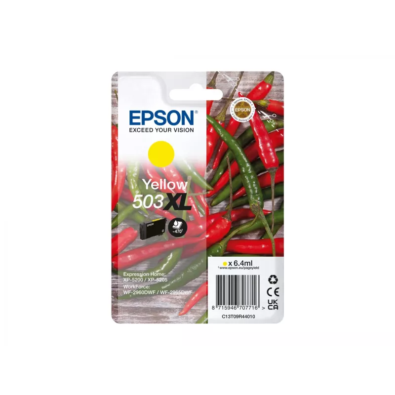 Rašalo kasetė Epson 503XL geltona, Originali didelės (XL) talpos, 6,4 ml, vienos pakuotėje