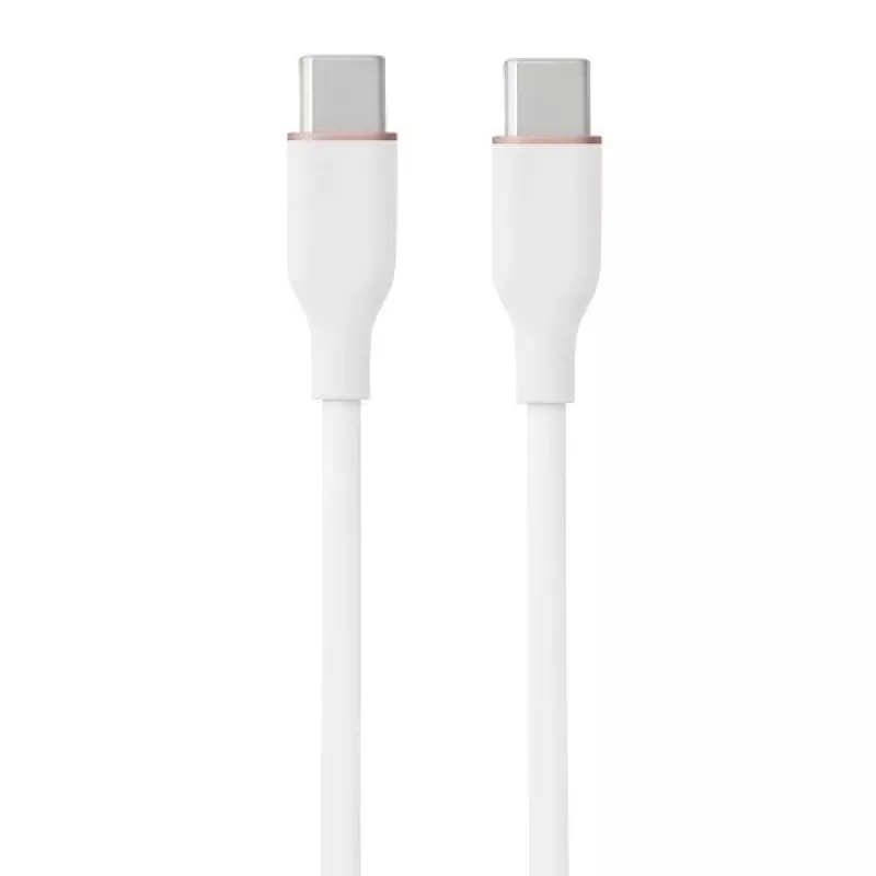 Silikoninis kabelis USB Type-C - Type-C, 60W (baltas, 3m)
