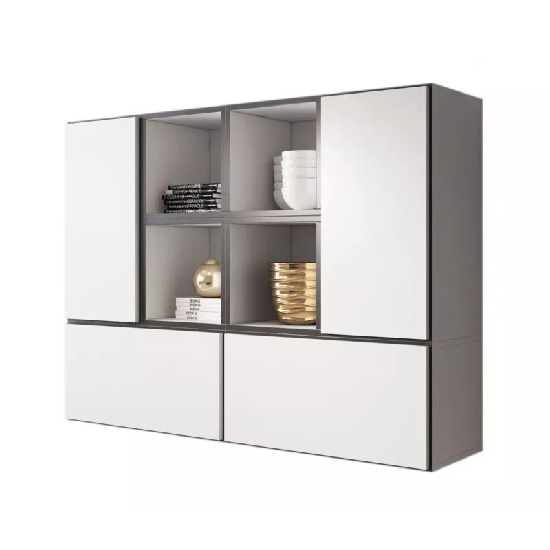 Cama living room furniture set ROCO 19 (4xRO3 + 4xRO6) Balta/Juoda/Balta