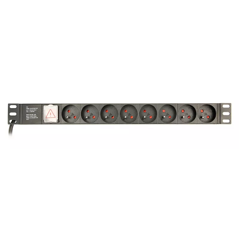 EnerGenie EG-PDU-014-F Stovo maitinimo skirstytuvas (8 FR lizdai, 1U, 16A, Schuko kištukas, 3 m, juoda spalva)