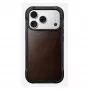 Mobiliojo telefono dėklas Nomad Rugged Leather Case, skirtas iPhone 17 Pro, 6,3 colio (16 cm), rudas, oda/TPU/aliuminis