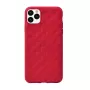 Minkštas dėklas Devia Woven2, skirtas iPhone 11 Pro Max — raudonos raštuotos tekstilės apdaila