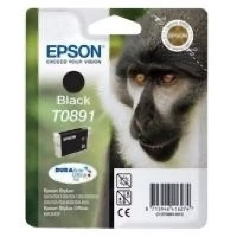 Epson Monkey vienos pakuotės juodas T0891 DURABrite Ultra rašalas, juodas, pigmentinis rašalas