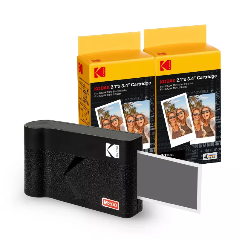 Momentinė kamera Kodak Mini 2 Era Juoda — kompaktiška momentinė foto kamera, spalvota spauda