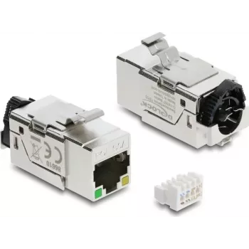 “Keystone” modulis DELOCK 86610 — plokščias nerūdijančio plieno RJ-45, 16,4×37,5×22 mm