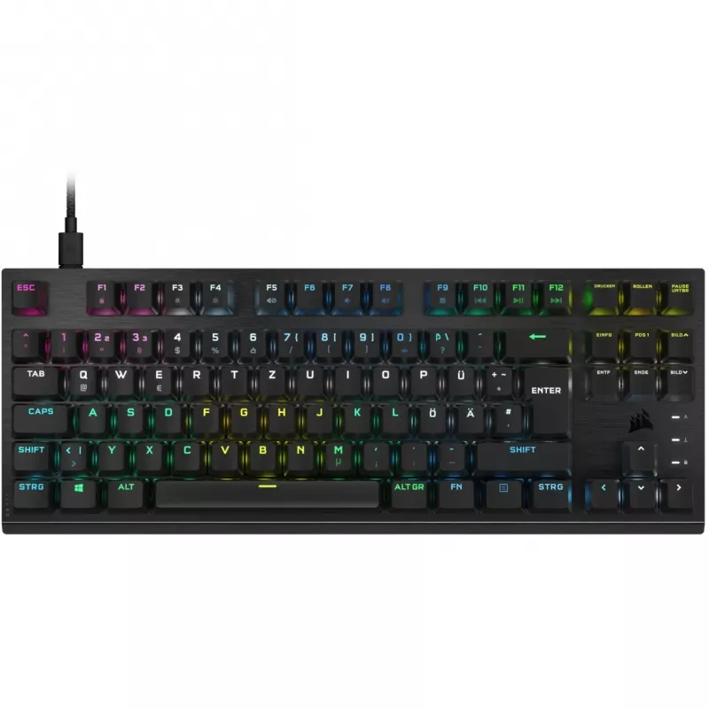 Corsair K60 PRO TKL optinė-mechaninė žaidimų klaviatūra, OPX jungikliai, RGB, juoda